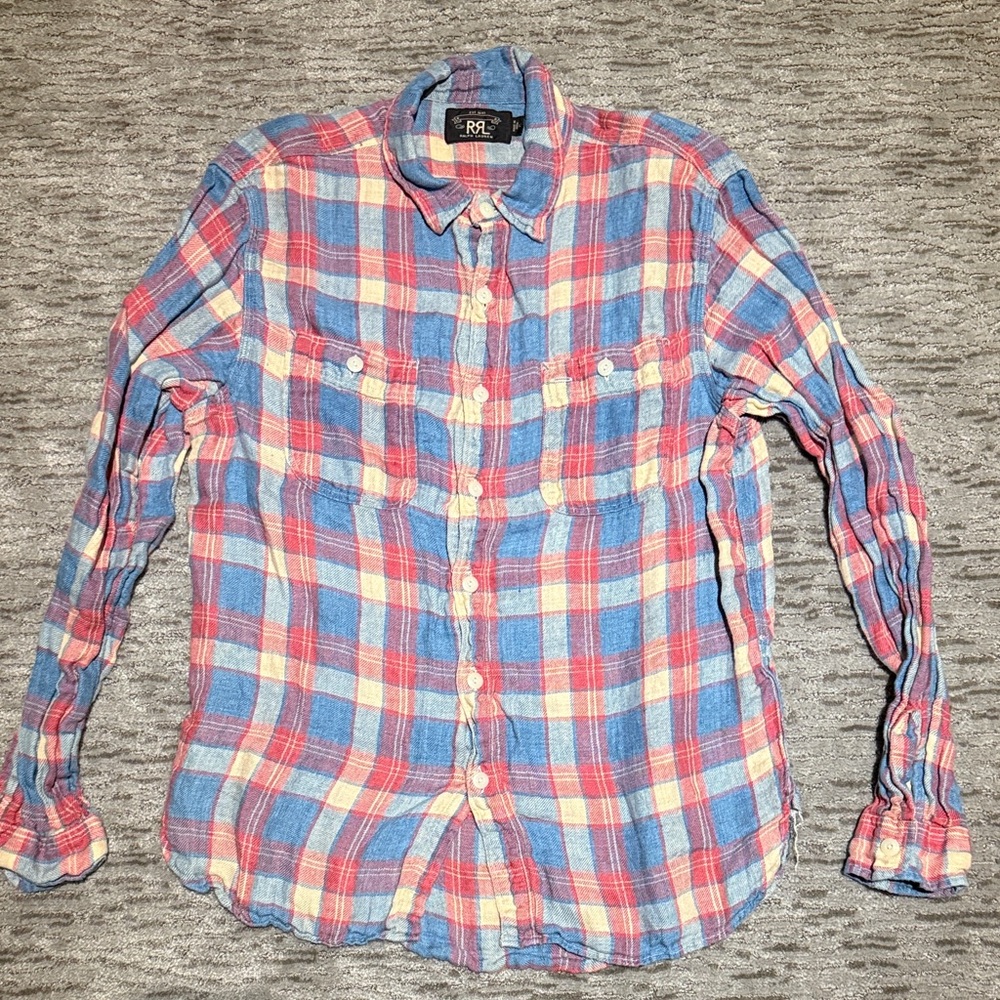 Ralph Lauren Double RL Women's Plaid Button Down - Blue, Red, Yellow
